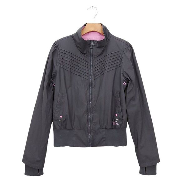 Vans Bomber Girls Jacket Youth Size Large Gray Full Zip Long Sleeve Thumbhole - Picture 1 of 11